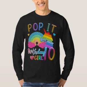Kids Pop It Birthday Girl 10 For 10yr Old Girl Uni T-Shirt