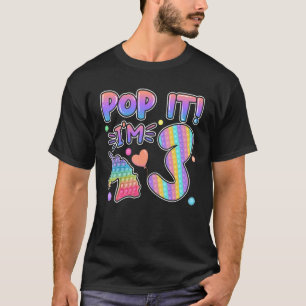 Kids Pop It Birthday Girl 3 for 3yr Old Girls Unic T-Shirt