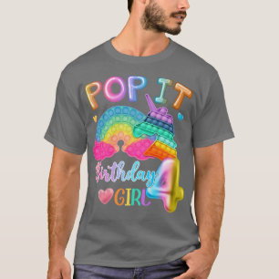 Kids Pop It Birthday Girl 4 for 4yr Old Girls Unic T-Shirt