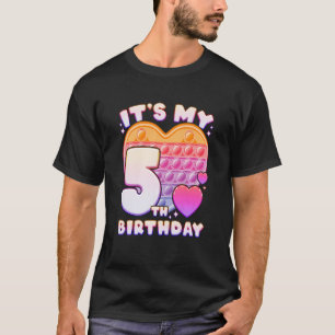 Kids Pop it Birthday Girl 5 years old Push it Pop T-Shirt