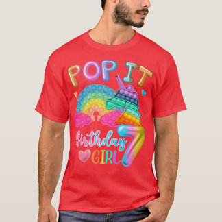 Kids Pop It Birthday Girl 7 for 7yr Old Girls Unic T-Shirt