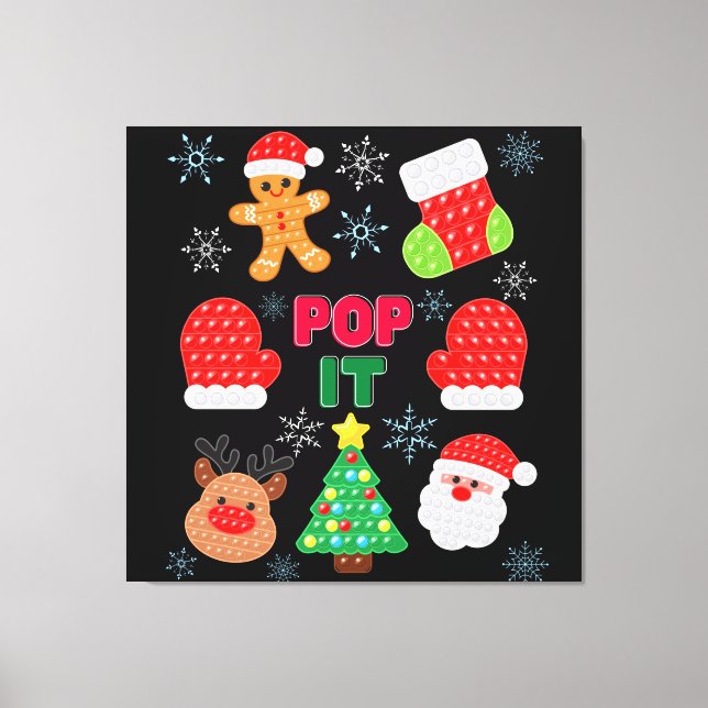 Kids Pop It Christmas Bubble Santa Reindeer     Canvas Print (Front)