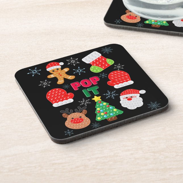 Kids Pop It Christmas Bubble Santa Reindeer    Coaster (Left Side)