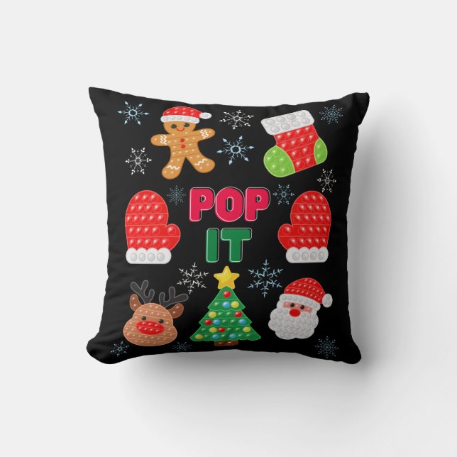 Kids Pop It Christmas Bubble Santa Reindeer   Cushion (Front)