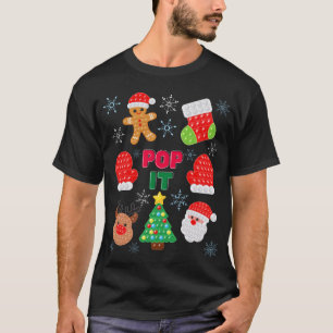 Kids Pop It Christmas Bubble Santa Reindeer T-Shirt