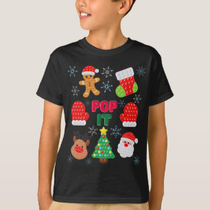 Kids Pop It Christmas Bubble Santa Reindeer T-Shirt