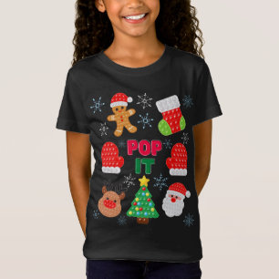 Kids Pop It Christmas Santa Reindeer Fidget Toy T-Shirt