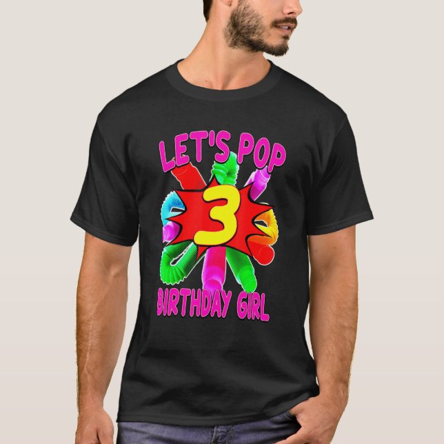 Kids Pop Tube Fidget Toys 3 Year Old Birthday T-Shirt (Front)