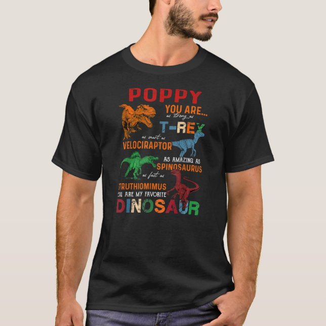 Kids Poppy You Are My Favourite Dinosaur Father's T-Shirt (Front)