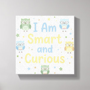 Kids Positive Affirmation Smart and Curious Canvas Print