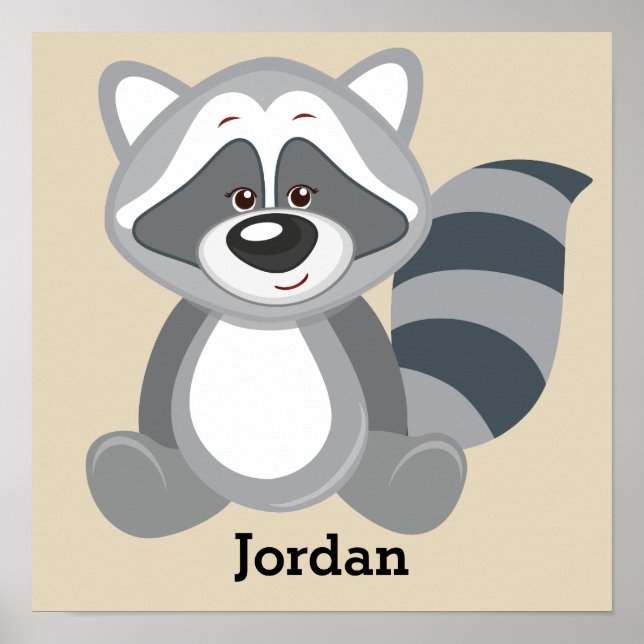 Kid's Poster Cute Woodland Racoon (Front)