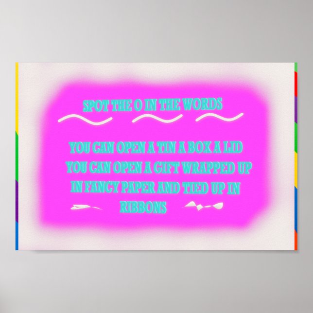 KIDS POSTER TYPE DESIGN PINK WITH WORDS (Front)