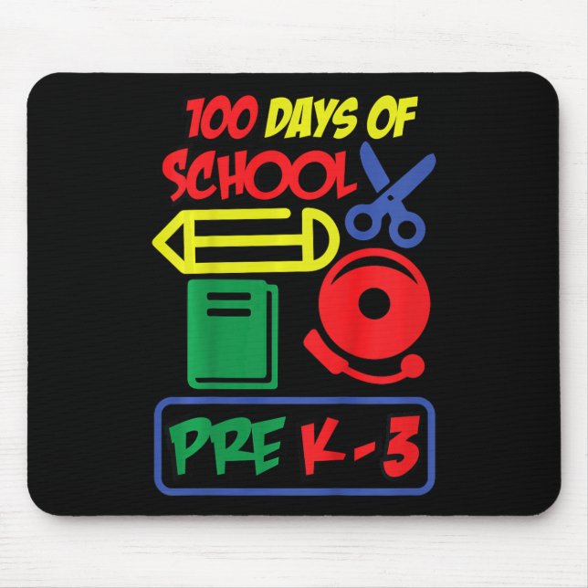 Kids Pre K-3 - 100 Days Of School  Mouse Mat (Front)
