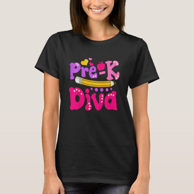 Kids Pre K Diva  Girls First Day of Pre K T-Shirt (Front)