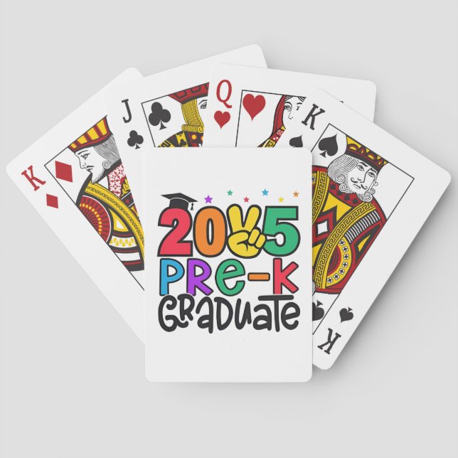 Kids Pre-K Grad 2025 Preschool Prek Graduation Playing Cards (Back)
