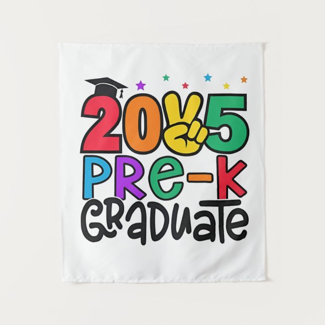 Kids Pre-K Grad 2025 Preschool Prek Graduation Tapestry (Front)