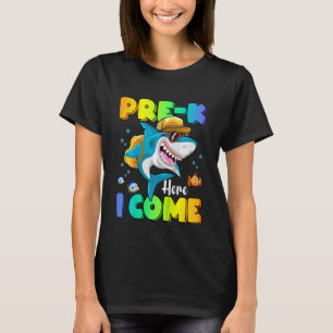 Kids Pre K Here I Come Shark Backpack Back To Sch T-Shirt