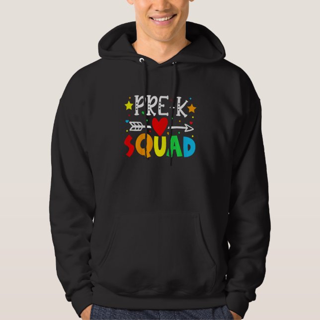 Kids Pre K Squad Back To School Preschool Teacher Hoodie (Front)