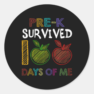 Kids Pre-k Survived 100 Days Of Me School Gift For Classic Round Sticker