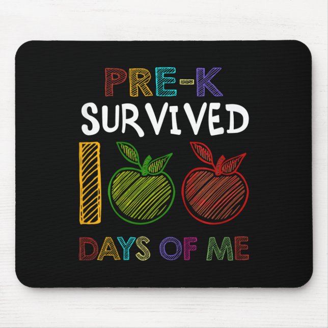Kids Pre-k Survived 100 Days Of Me School Gift For Mouse Mat (Front)