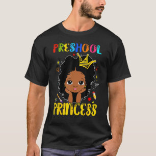 Kids Preschool Princess Cute Afro Black Queen Back T-Shirt