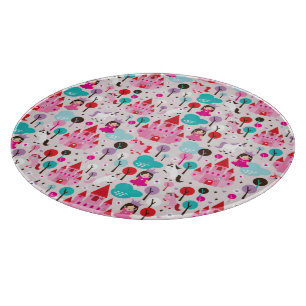 kids princess castle and unicorn cutting board