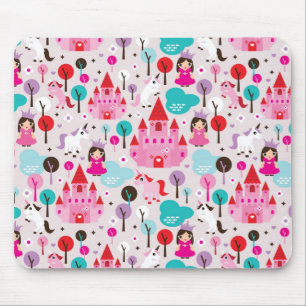 kids princess castle and unicorn mouse mat
