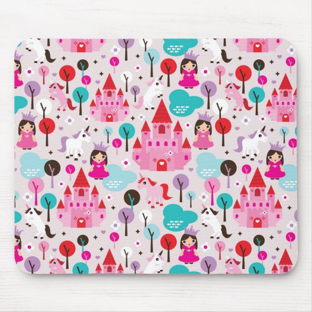 kids princess castle and unicorn mouse mat (Front)