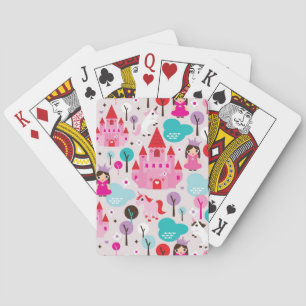 kids princess castle and unicorn playing cards