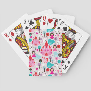 kids princess castle and unicorn playing cards