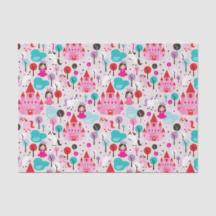 kids princess castle and unicorn tissue paper