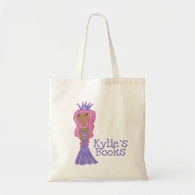 Kids Princess Purple Pink Library Book  Tote Bag (Front)