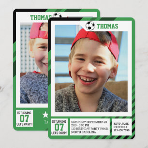 Kids Profile Trading Soccer Birthday Photos Invitation