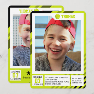 Kids Profile Trading Tennis Birthday Photos Invitation