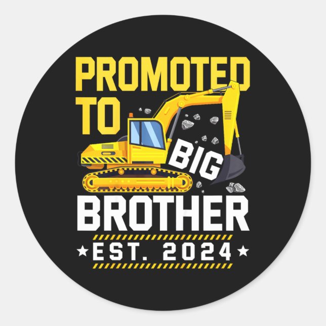 Kids Promoted to Big Bro 2024 Levelled up to Big B Classic Round Sticker (Front)