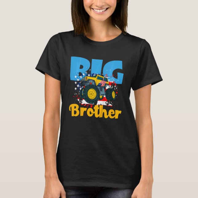 Kids Promoted To Big Brother Monster Truck Baby An T-Shirt (Front)