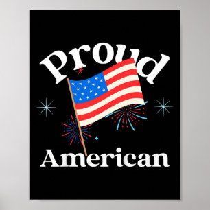 Kids Proud American - American Flag Graphic  Poster