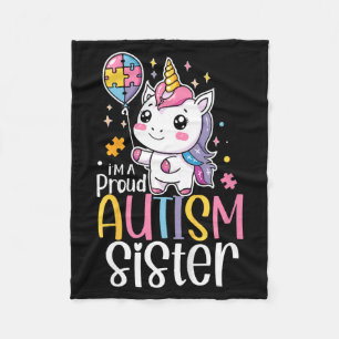 Kids Proud Au Sister Awareness Cute Unicorn Puzzle Fleece Blanket