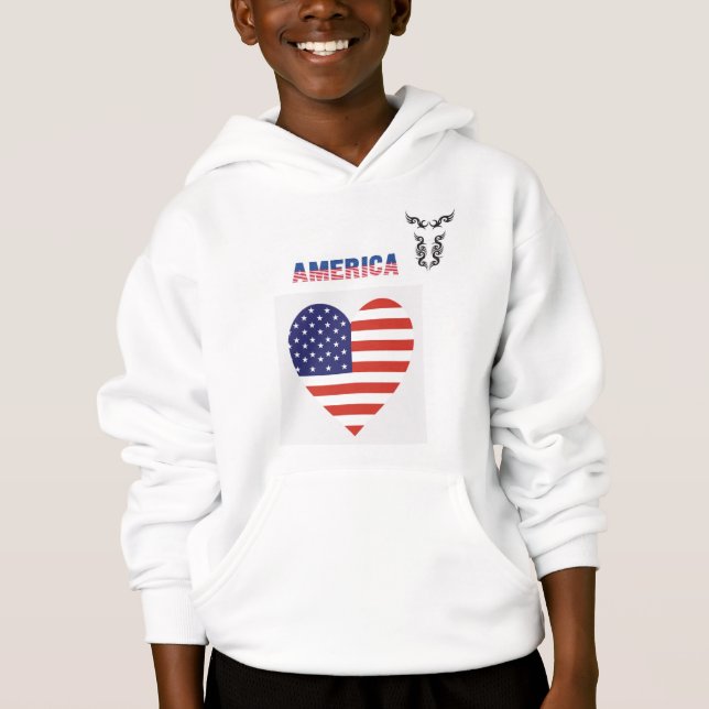 Kids' Pullover Hoodie – American Heart Design (Front)