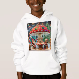 Kids Pullover Hoodie: Christmas Mushroom Design