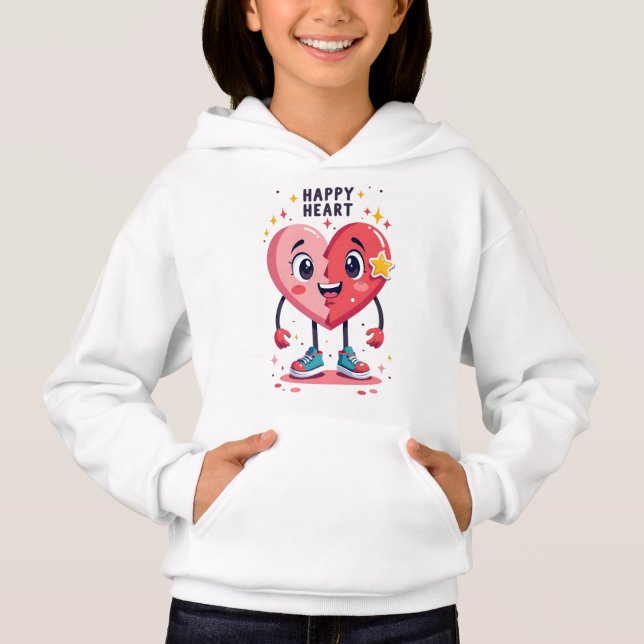 Kids Pullover Hoodie - Happy Heart Design (Front)