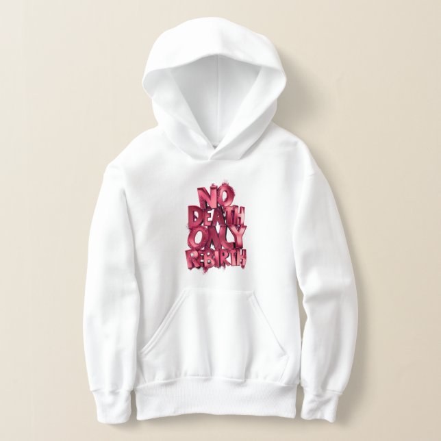 Kids Pullover Hoodie Nodeath Only Rebirth Pink (Laydown)