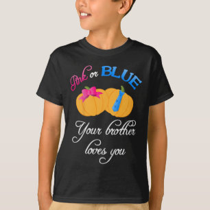 Kids Pumpkin Gender Reveal Your Brother Loves You T-Shirt
