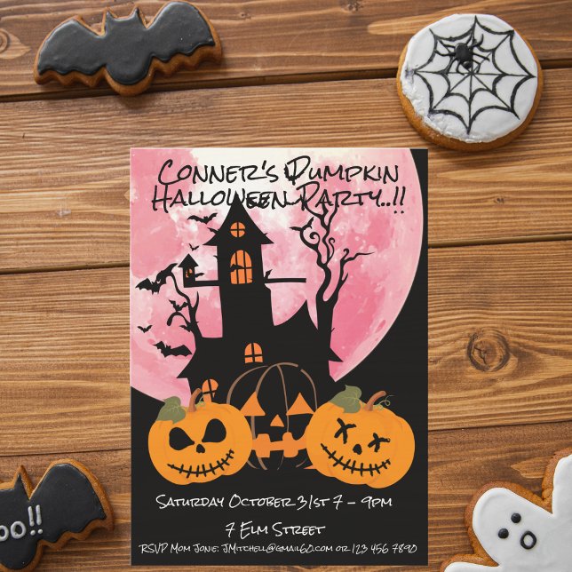 Kids Pumpkin Halloween Party Invitation (Pumpkin Halloween Party Invite)