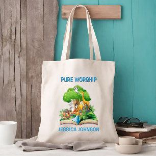 Kid's Pure Worship Notebook with Cute Animals Tote Bag
