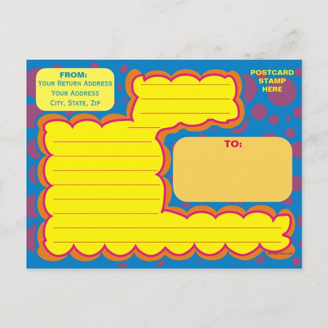 Kids Purple Polka Dots Blue Dizzy Dots Fun Art Postcard (Back)