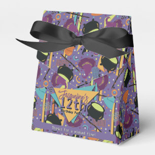 Kids Purple Retro Witchy Halloween Birthday Favour Box