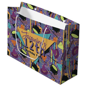Kids Purple Retro Witchy Halloween Birthday Large Gift Bag