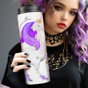 Kids Purple Unicorn with Flowers Thermal Tumbler