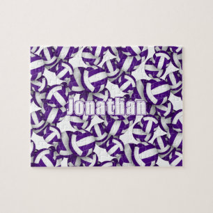 kids purple white volleyball team colours jigsaw puzzle